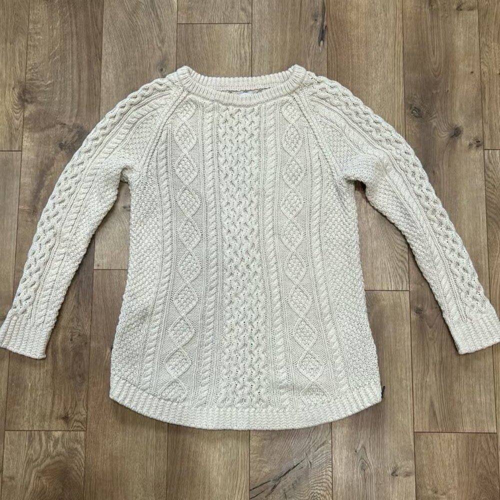 LLBean cotton Knit women fisherman tunic Sweater